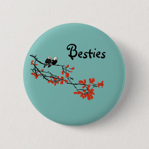 Besties Gift Two Birds on Tree Branch Button