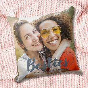 Besties Grey Photo Heart Keepsake Cushion