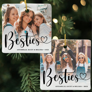 Besties Heart Cute Best Friend Photo Ceramic Ornament