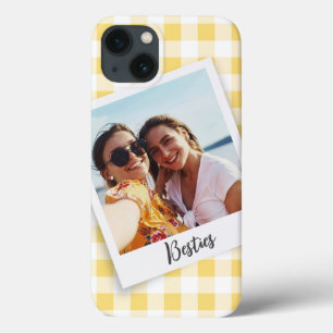 Besties Instant Photo Yellow Chequered iPhone 13 Case