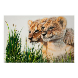 Besties lion cubs glossy poster