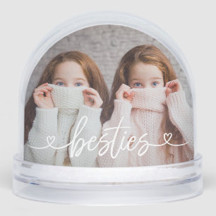 Besties Love Hearts Personalised Photo Snowglobe