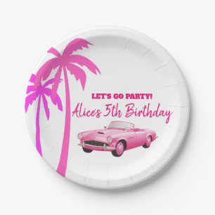 Besties Malibu Pink Doll Beach Birthday Paper Plate