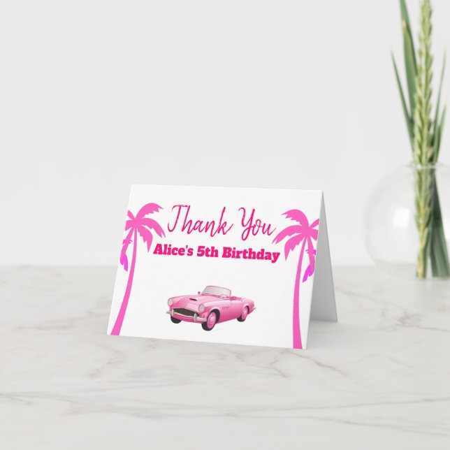 Besties Malibu Pink Doll Beach Thank You Card (Front)