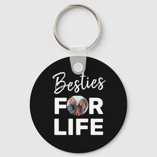 Besties Modern BFF Best Friends Photo Fun Birthday Key Ring (Front)