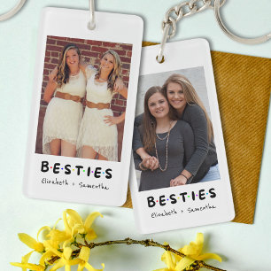 Besties Modern Chic Best Friends BFF Selfie Photo Key Ring