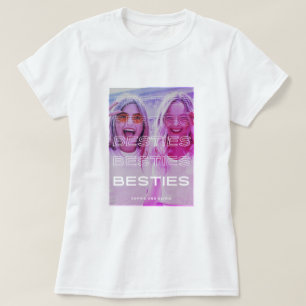 Besties   Modern Text and Colourful Photo Effect T-Shirt