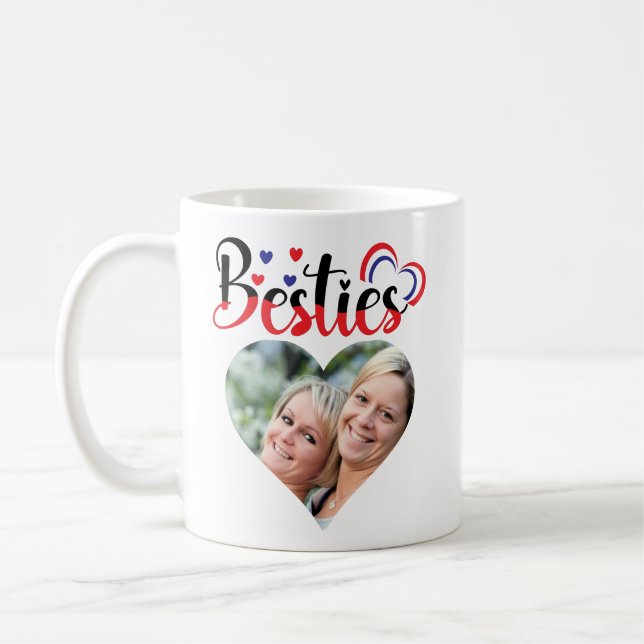 Besties Mum Daughter Valentine Custom Photo Coffee Mug (Left)