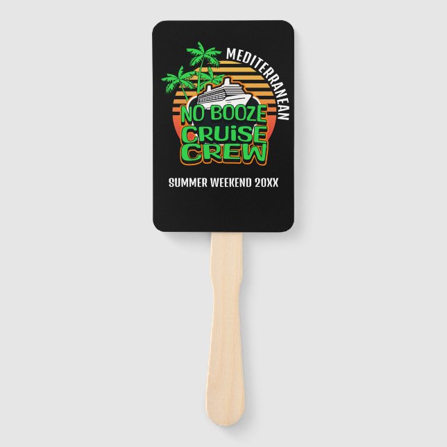 Besties NO BOOZE CRUISE CREW Summer Weekend Hand Fan (Front)