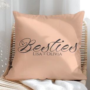 Besties Peach Fuzz Custom Name Best Friend Cushion