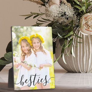 Besties Photo Black Script Typography Overlay Plaque