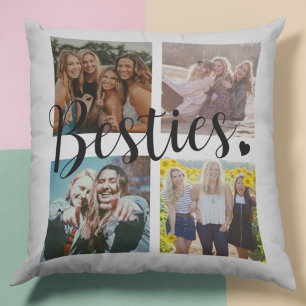 Besties Photo Black White Throw Pillow