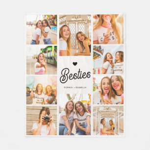 Besties Photo Collage Best Friends Fleece Blanket