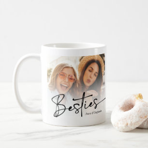 BESTIES Photo Collage BFF Gifts Modern Trendy Cute Coffee Mug