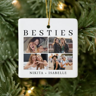 Besties Photo Collage Friendship Keepsake Gift Ceramic Ornament