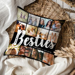 BESTIES, Photo Collage & Names | BFF Cushion<br><div class="desc">Besties are priceless - If your lucky enough to have one, let them know how much they mean to you with this trendy 'Best Friends' pillow. Featuring 12 square photographs of your choice, which are easily downloaded from your phone or computer, the text 'bestie' in big modern lettering on a...</div>