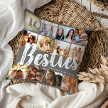 BESTIES, Photo Collage & Names | BFF Cushion<br><div class="desc">Besties are priceless - If you're lucky enough to have one, let them know how much they mean to you with this trendy 'Best Friends' pillow. Featuring 12 square photographs of your choice, which are easily downloaded from your phone or computer, the text 'bestie' in big modern lettering on a...</div>