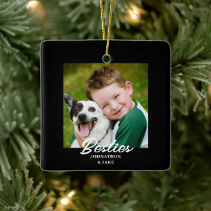 Besties Photo Name Christmas  Ceramic Ornament