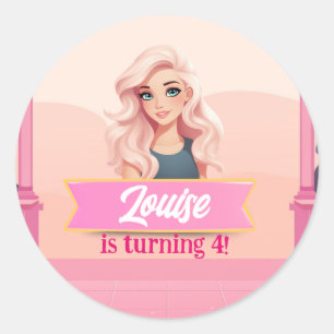 Besties Pink Doll Classic Round Sticker