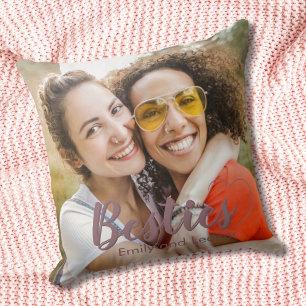 Besties Pink Photo Heart Keepsake Cushion