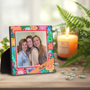 Besties Pretty Floral Whimsical Photo Customised Plaque