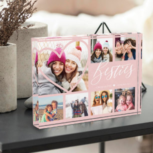 Besties Script 7 Photo Best Friends Collage Heart Block