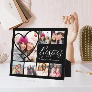 Besties Script 7 Photo Best Friends Collage Heart Plaque