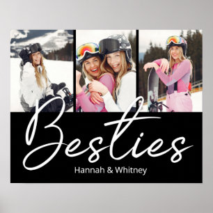 Besties Script Custom Photo Collage  Poster