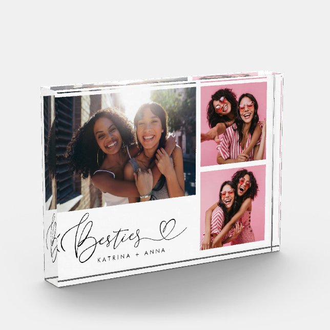 Besties Script Heart Collage Photo Block (Left)