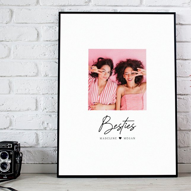 Besties Script Photo Best Friends Heart Custom Poster (Creator Uploaded)