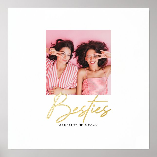 Besties Script Photo Best Friends Heart Foil Prints (Front)