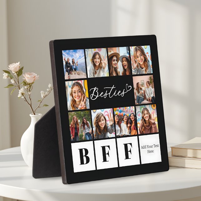 Besties Ten Photo Collage Modern Script BBF Plaque (Creator Uploaded)