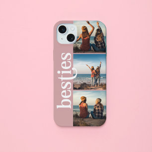 Besties Three Photo Grid Pink Sidebar iPhone 15 Plus Case