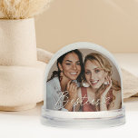 Besties Two Photo Best Friends Keepsake Snowglobe<br><div class="desc">Celebrate your friendship with this fun custom snow globe featuring a photo of best friends with a modern script "Besties" overlay design,  accented with a cute heart flourish. Includes two photo spaces on the front and back. Create your own beautiful keepsake gift and personalised decoration for your home.</div>