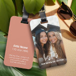 Besties with Photo and Custom Text - Script Luggage Tag<br><div class="desc">Add one party pic on then add text. A fun script says "besties" but can be changes. If you need to adjust the artwork or change the font,  you can click on the customise area. This will take you to the design tool where you can make many changes.</div>