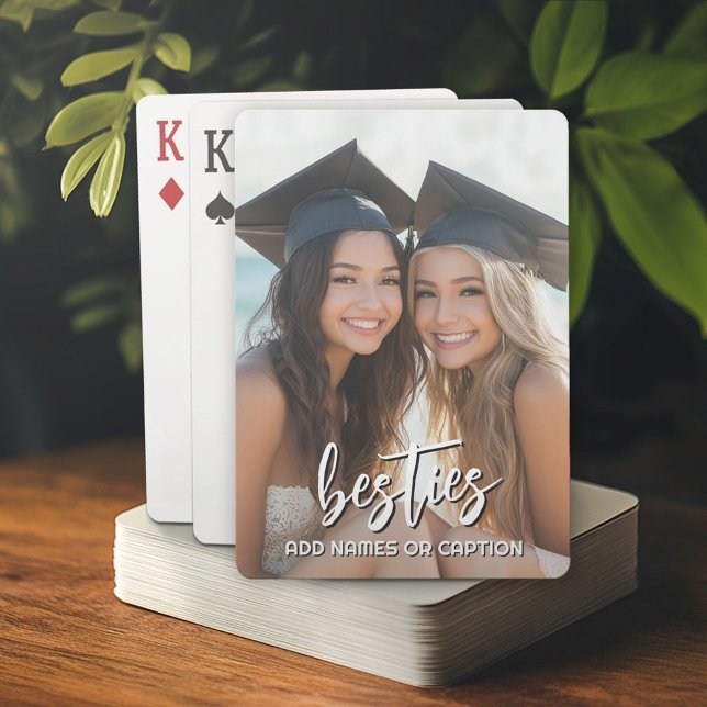 Besties with Photo and Custom Text - Script Playing Cards (Custom Poker Playing Cards)