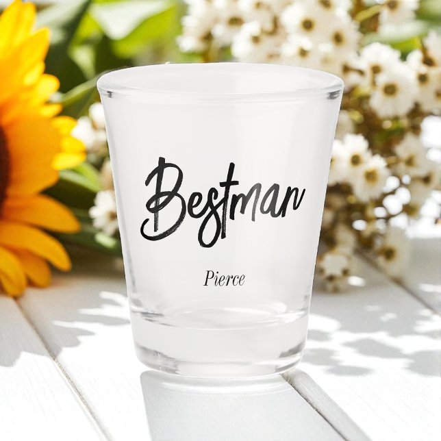 Bestman Black White Wedding  Shot Glass (Creator Uploaded)
