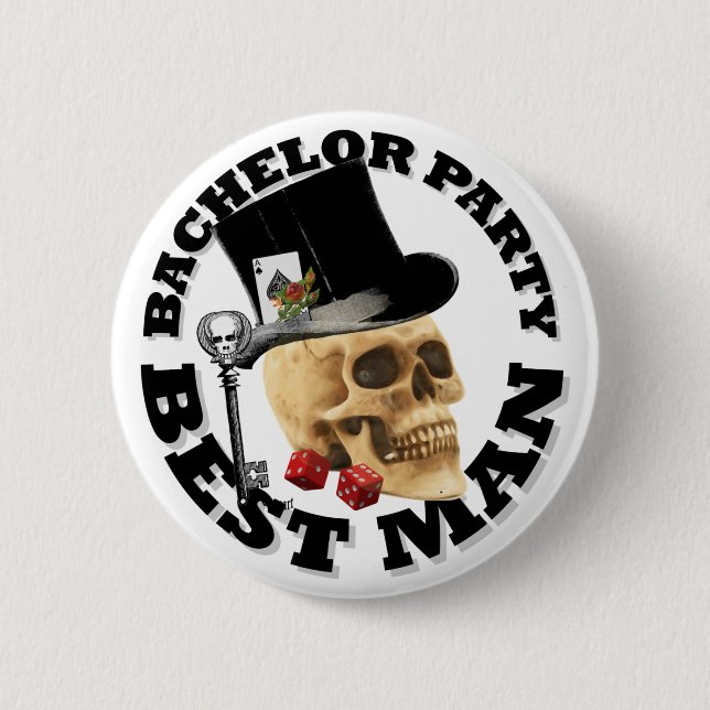 Bestmans Gothic gambling skull bachelor party 6 Cm Round Badge (Front)