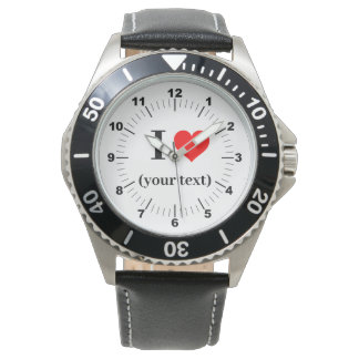 BESTSELLER! Men's I❤️ Black Leather Strap Watch