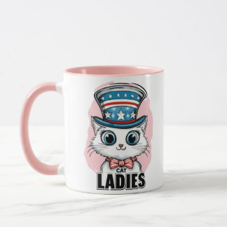Bestselling Cat Lady for Kamala wearing Uncle Sam Mug