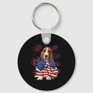 Bet Hound Dog American Usa Flag 4th Of July Dog Lo Key Ring