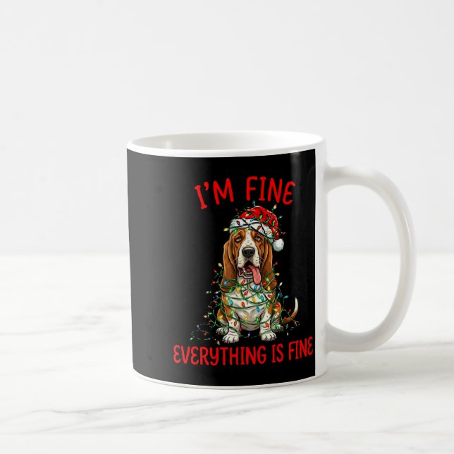 Bet Hound Dog Christmas I'm Fine Everything Is Fin Coffee Mug (Right)