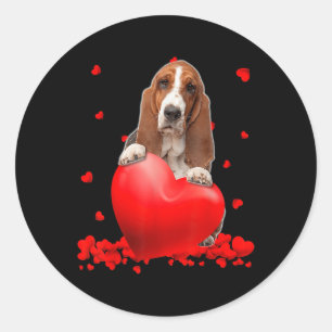 Bet Hound Dog Heart Valentines Day Couple Men Wome Classic Round Sticker