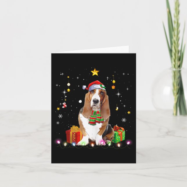 Bet Hound Dog Tree Christmas Sweater Xmas Dogs Gif Card (Front)