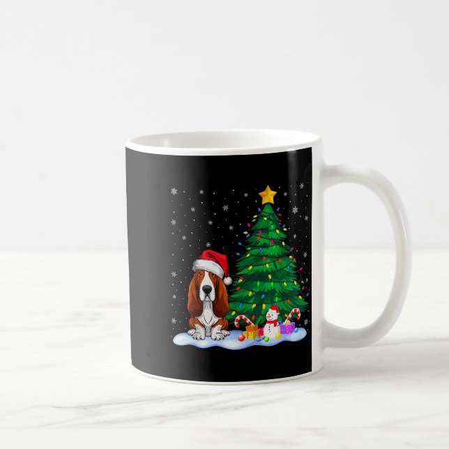 Bet Hound Dog Xmas Tree Lights Reindeer Hat Christ Coffee Mug (Right)