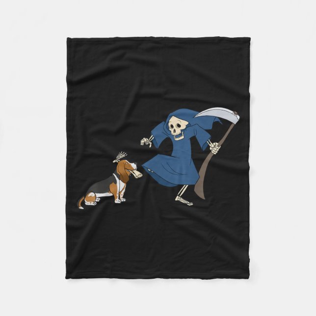 Bet Hound Grim Reaper Halloween Fleece Blanket (Front)