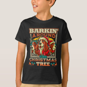 Bet Hound Rkin Around The Christmas Tree Dog Santa T-Shirt