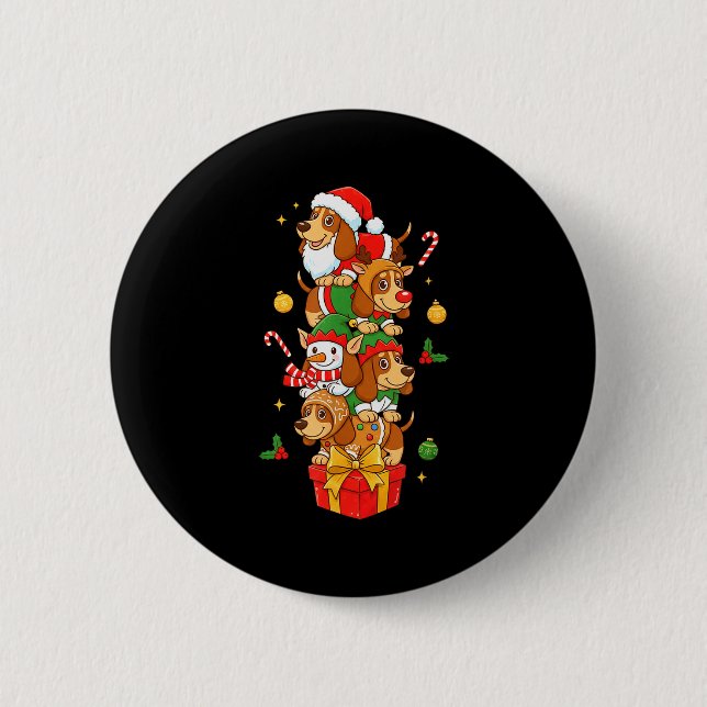 Bet Hound Santa Elf Snowman Christmas Womens Mens  6 Cm Round Badge (Front)