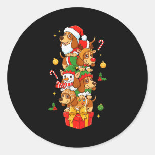 Bet Hound Santa Elf Snowman Christmas Womens Mens Classic Round Sticker