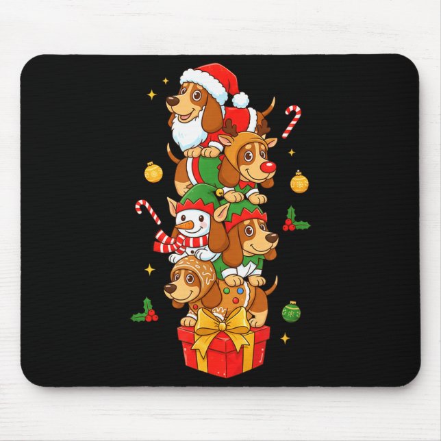 Bet Hound Santa Elf Snowman Christmas Womens Mens  Mouse Mat (Front)